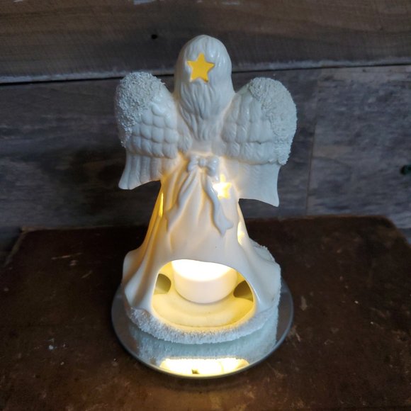 Hermitage Pottery Jade Angel Candle Burner Figurine - Moon & Stars - Picture 3 of 6